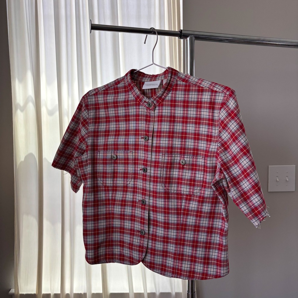 90s Vintage Liz Claiborne Top M Lizwear Cotton Plaid Western Cowgirl Grunge - Picture 15 of 15